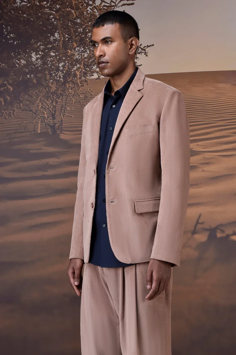 Genes Lecoanet Hemant  Tailored Warm Beige Corduroy Jacket for Men | Best Price UAE
